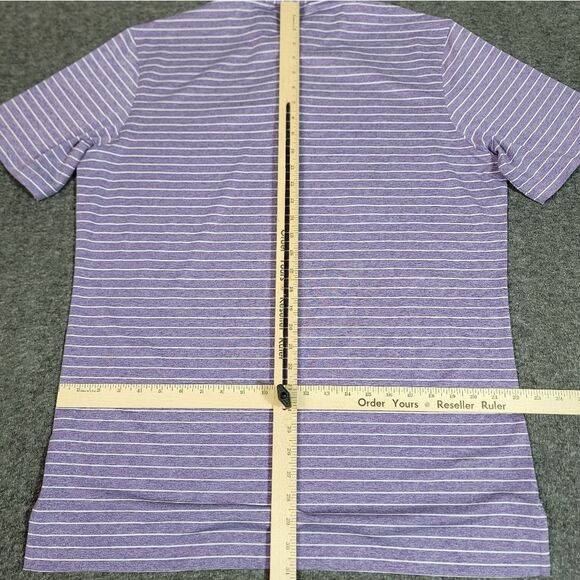 Johnnie-O Newton Mens Golf Polo Shirt Size L Purple Striped JMPO4190 HSU Logo - Picture 10 of 14